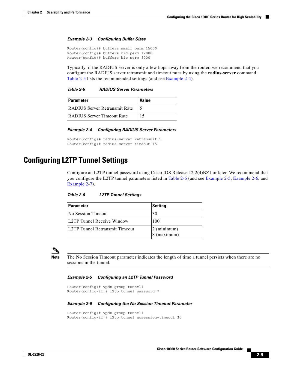 Configuring l2tp tunnel settings, Example 2-3 | Cisco 10000 User Manual | Page 69 / 556