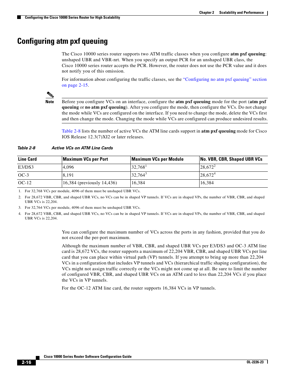 Configuring atm pxf queuing | Cisco 10000 User Manual | Page 76 / 556