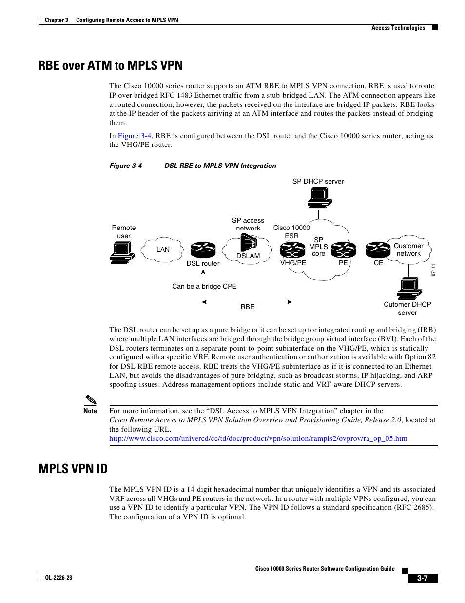 Rbe over atm to mpls vpn, Mpls vpn id | Cisco 10000 User Manual | Page 89 / 556