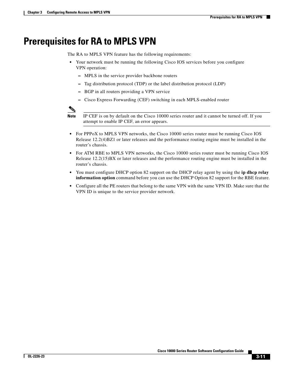 Prerequisites for ra to mpls vpn | Cisco 10000 User Manual | Page 93 / 556