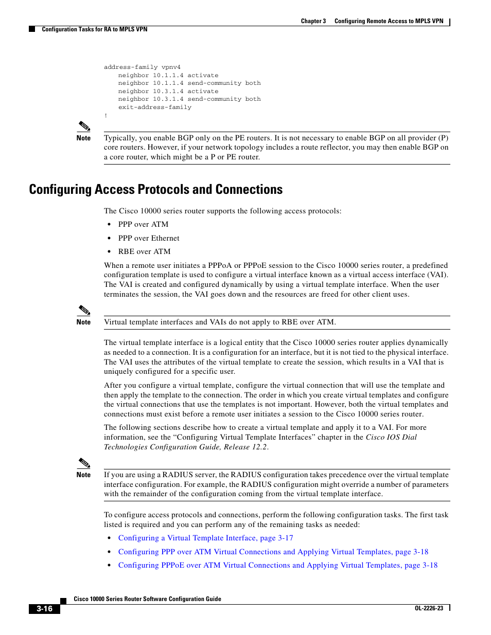 Configuring access protocols and connections | Cisco 10000 User Manual | Page 98 / 556