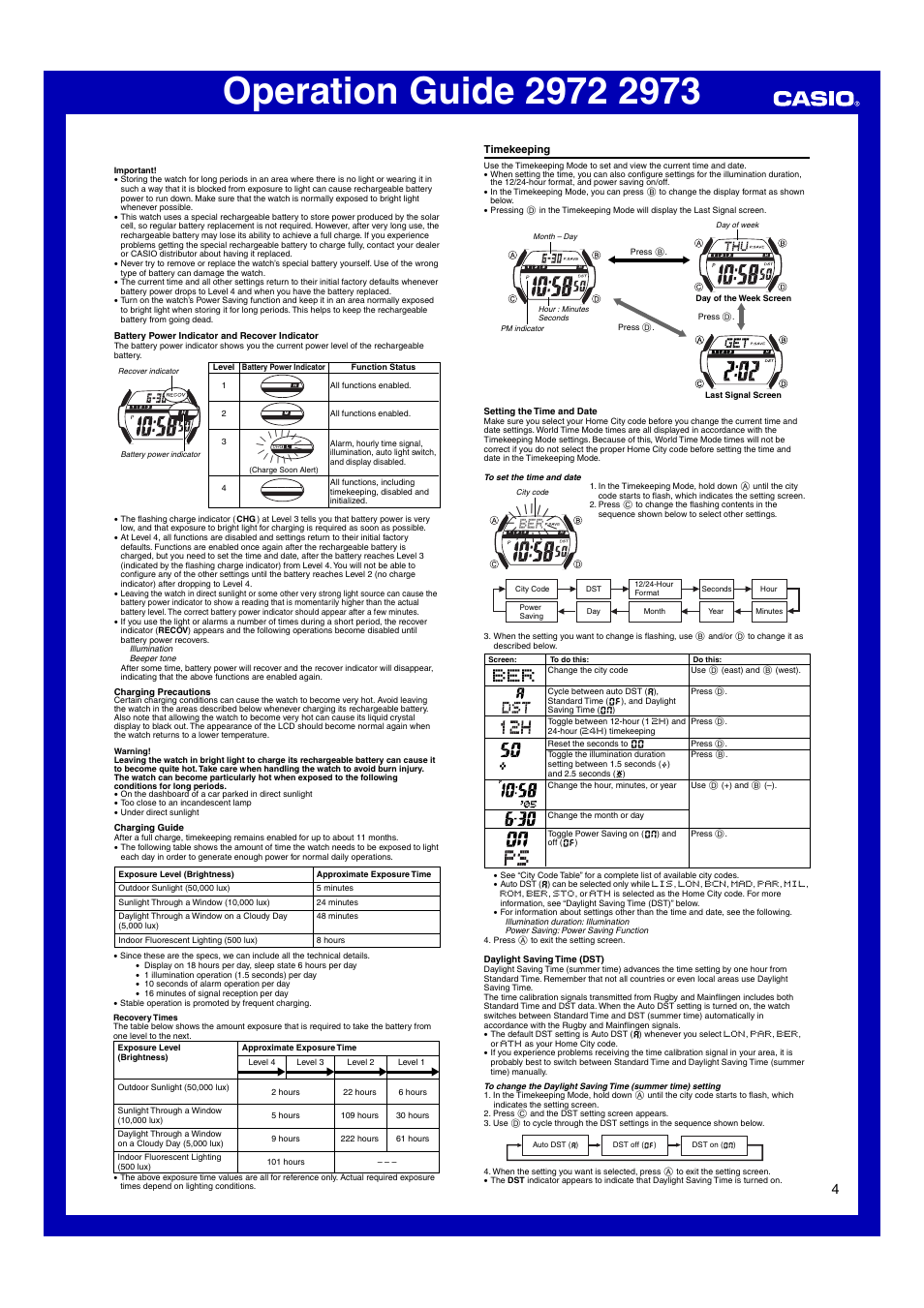 Timekeeping | G-Shock GW-600DJ-1 User Manual | Page 4 / 6