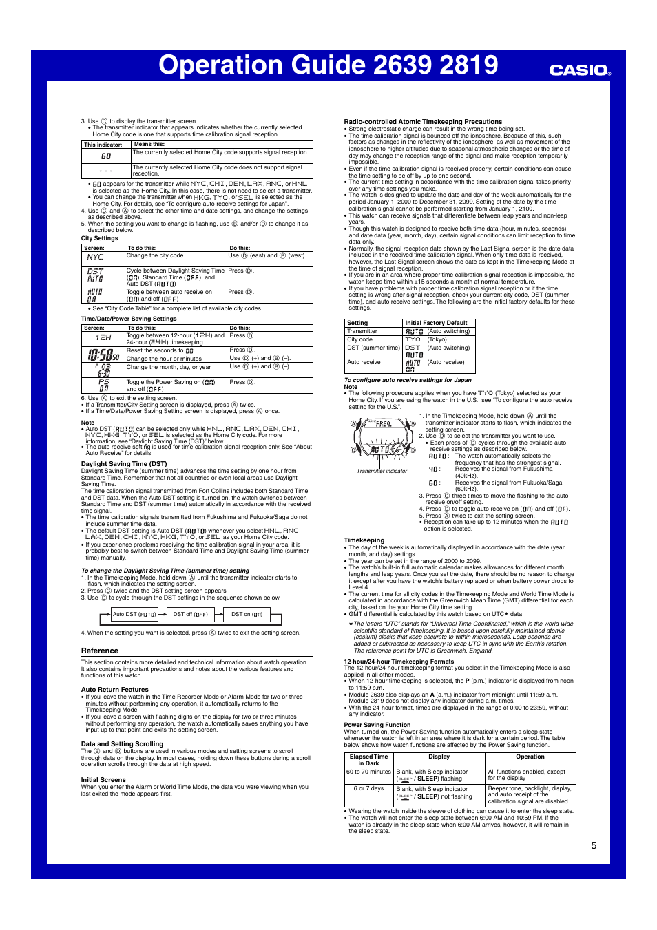 Reference | Casio 2639 User Manual | Page 5 / 6