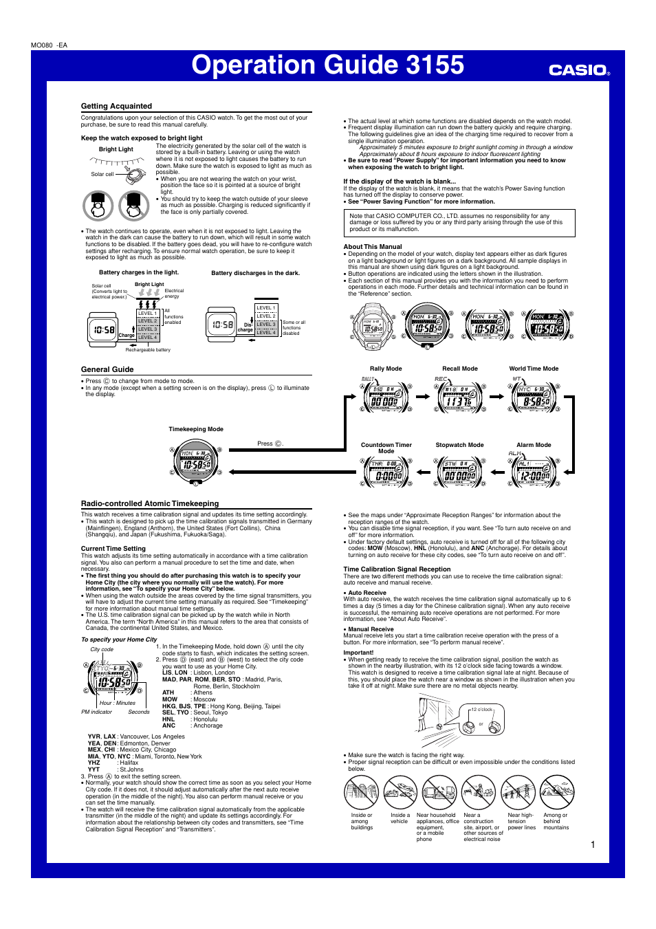 G-Shock GW-M850-7 User Manual | 8 pages