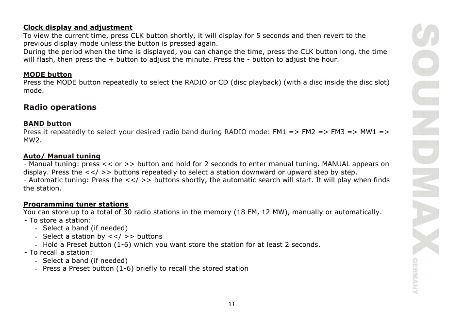 SoundMax SM-CDM1068 User Manual | Page 11 / 38