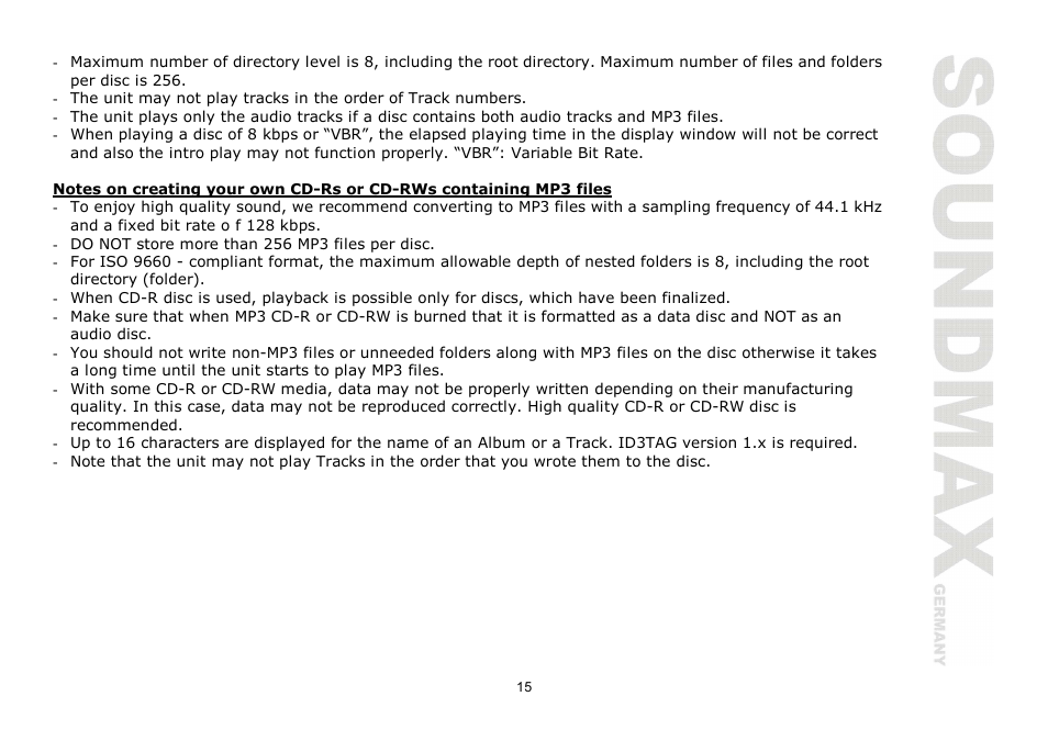 SoundMax SM-CDM1068 User Manual | Page 15 / 38