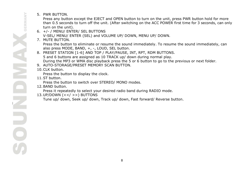 SoundMax SM-CDM1068 User Manual | Page 8 / 38