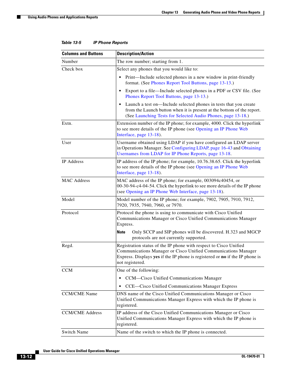 Table 13-5 | Cisco UNIFIED OPERATIONS MANAGER OL-19470-01 User Manual | Page 12 / 48