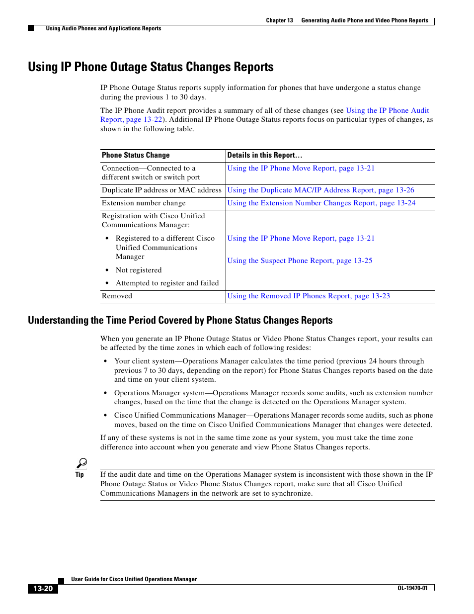 Using ip phone outage status changes reports | Cisco UNIFIED OPERATIONS MANAGER OL-19470-01 User Manual | Page 20 / 48