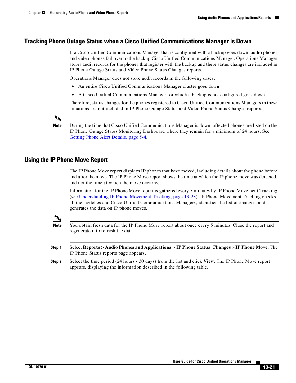 Using the ip phone move report | Cisco UNIFIED OPERATIONS MANAGER OL-19470-01 User Manual | Page 21 / 48