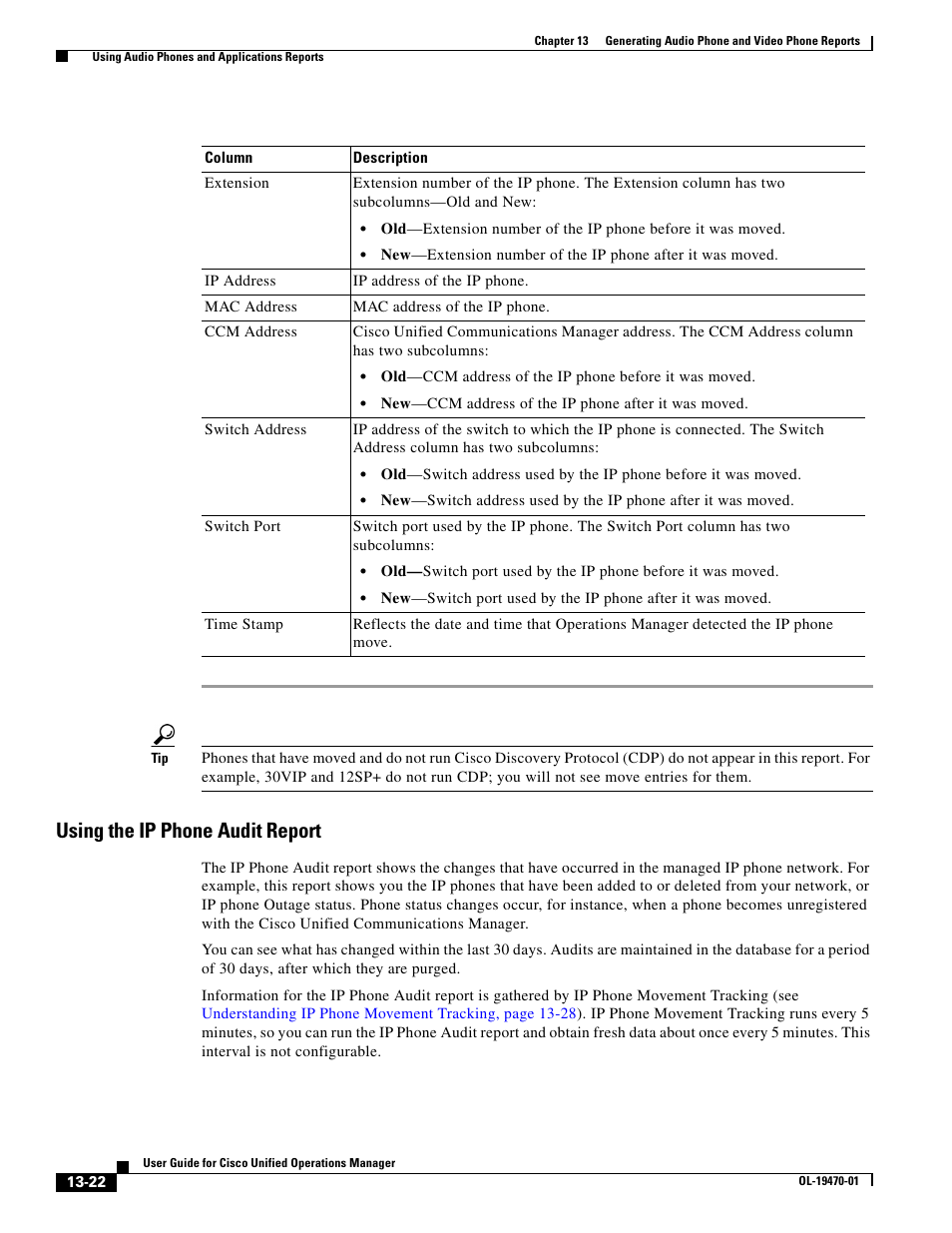 Using the ip phone audit report, Using the ip, Using the ip phone audit | Cisco UNIFIED OPERATIONS MANAGER OL-19470-01 User Manual | Page 22 / 48