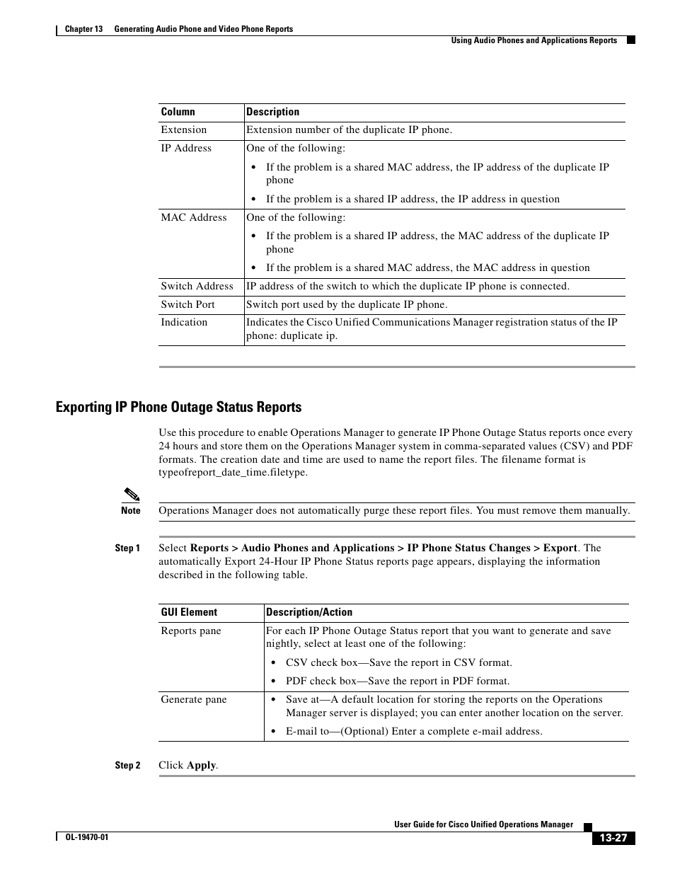 Exporting ip phone outage status reports | Cisco UNIFIED OPERATIONS MANAGER OL-19470-01 User Manual | Page 27 / 48