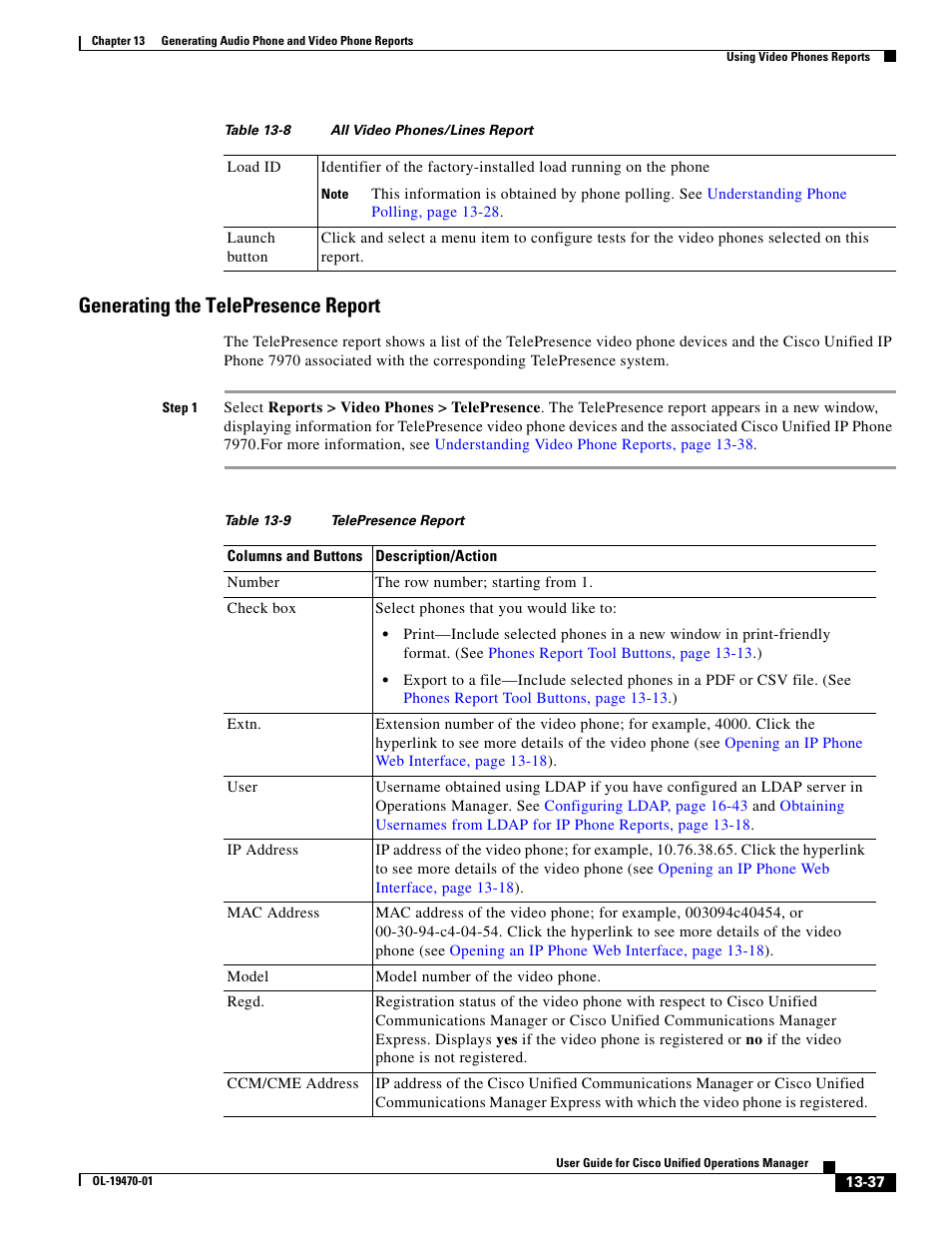Generating the telepresence report | Cisco UNIFIED OPERATIONS MANAGER OL-19470-01 User Manual | Page 37 / 48