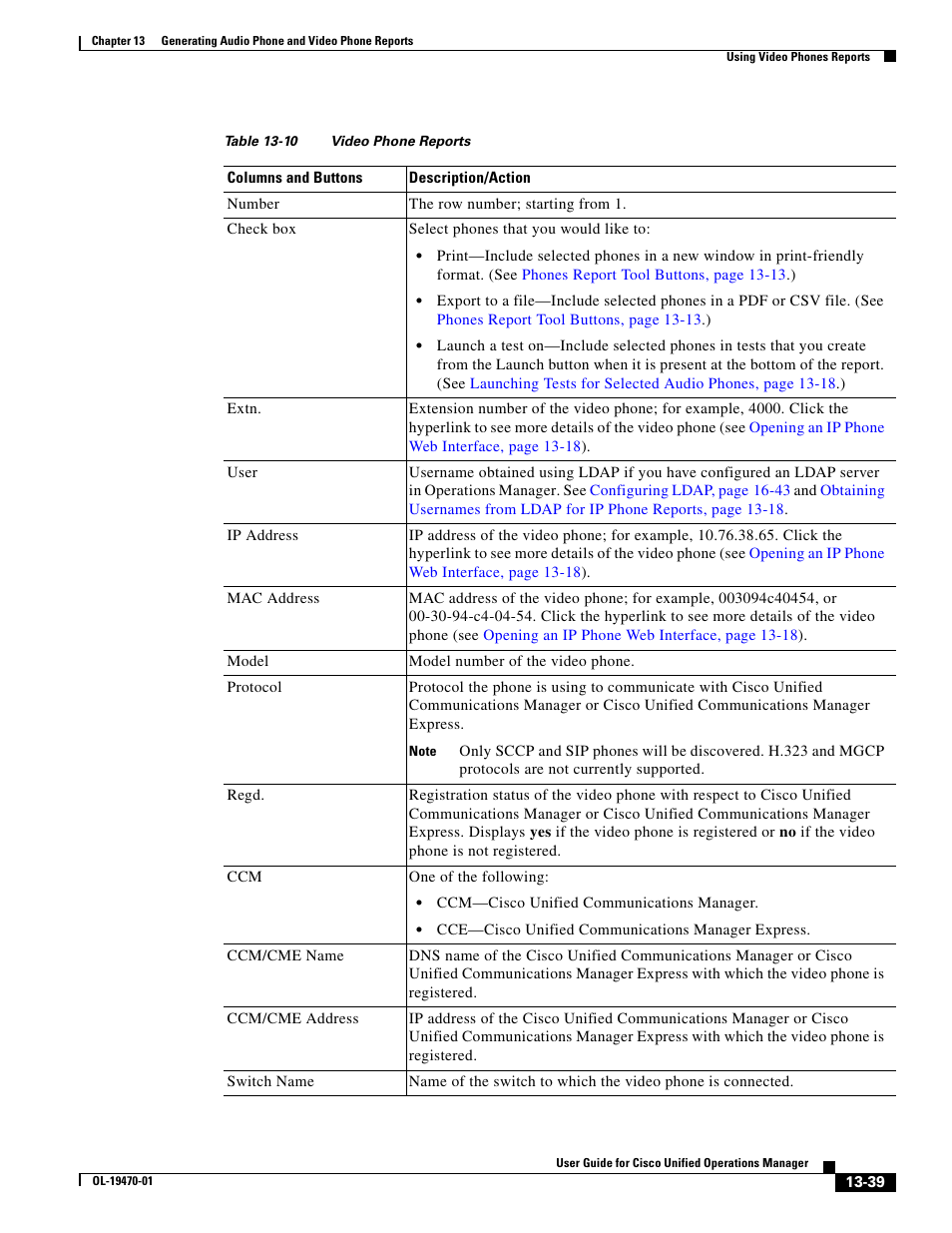 Table 13-10 | Cisco UNIFIED OPERATIONS MANAGER OL-19470-01 User Manual | Page 39 / 48