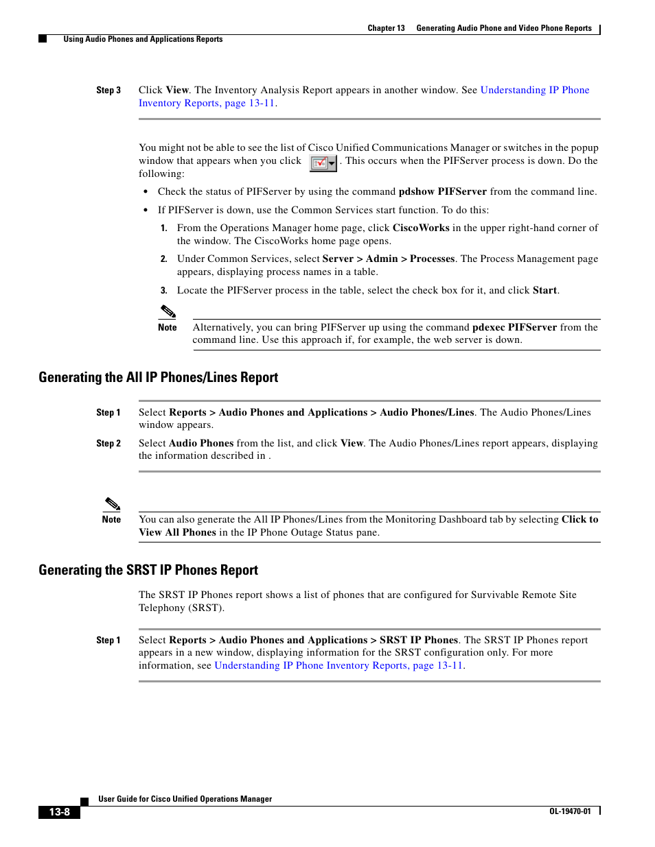 Generating the all ip phones/lines report, Generating the srst ip phones report, Generating the srst ip | Cisco UNIFIED OPERATIONS MANAGER OL-19470-01 User Manual | Page 8 / 48