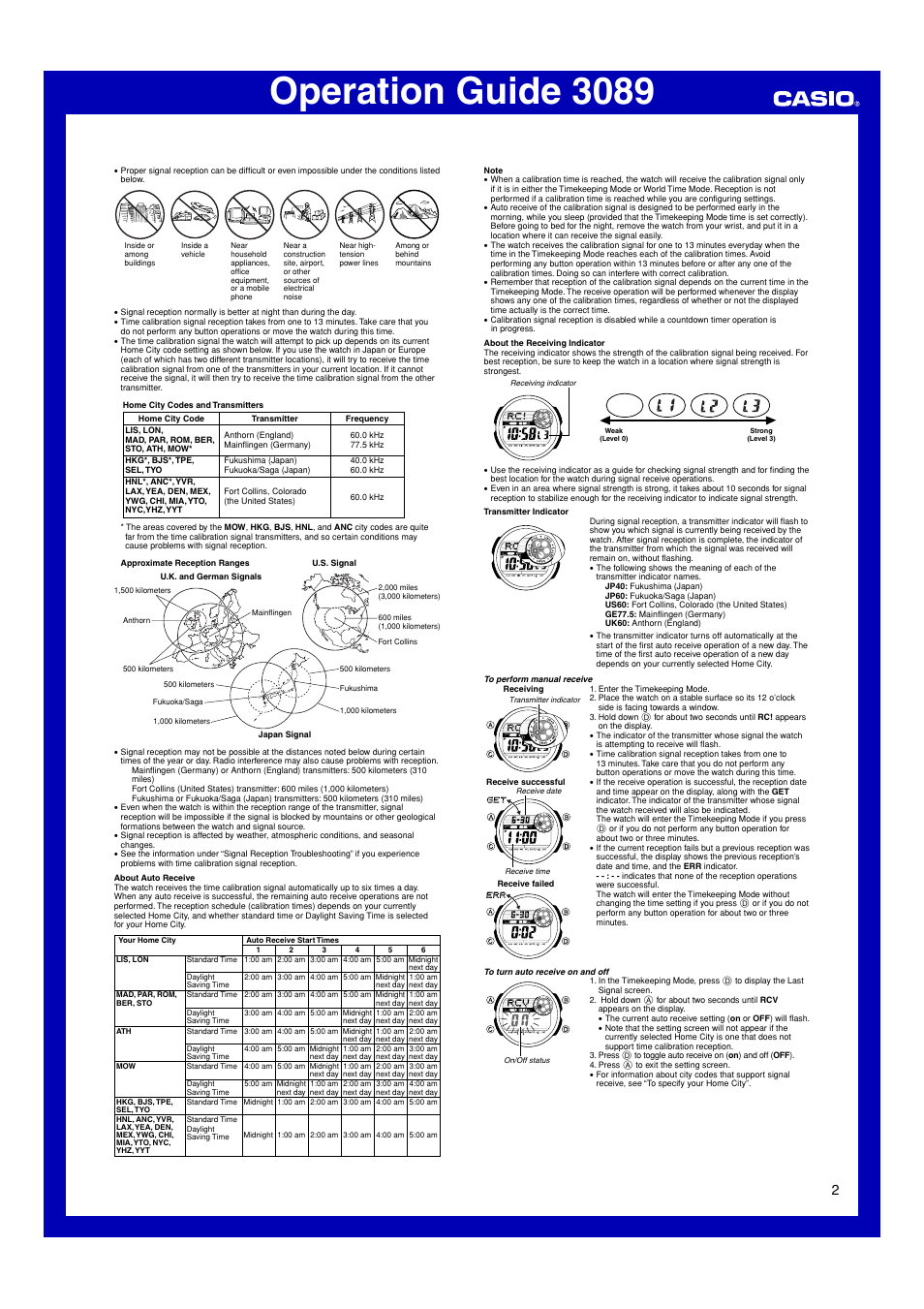 Operation guide 3089 | G-Shock GW-9100-1 User Manual | Page 2 / 6