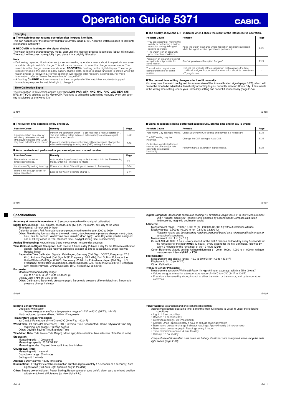 Operation guide 5371 | G-Shock GWN1000-9A User Manual | Page 14 / 15