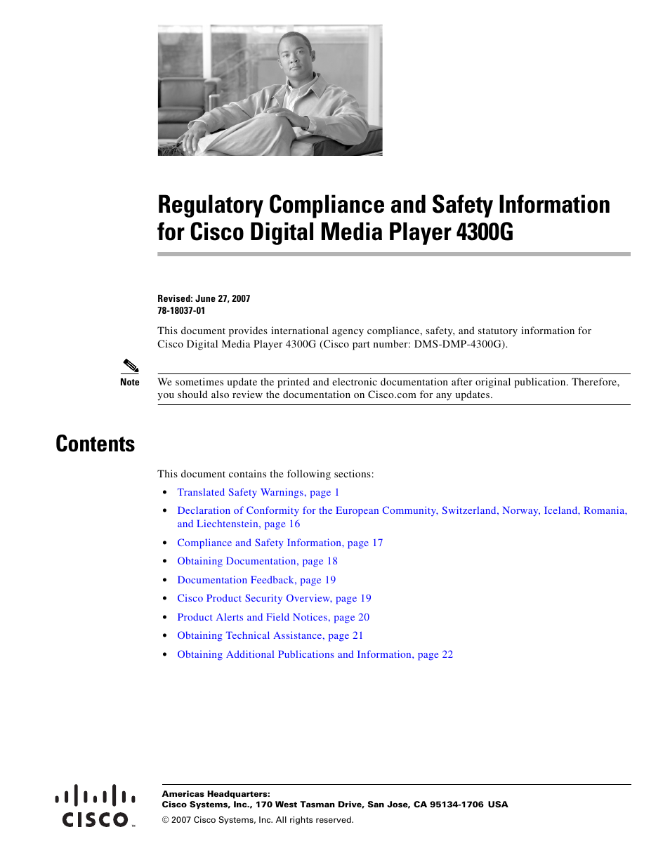 Cisco Cisco Digital Media Player 4300G 4300G User Manual | 24 pages