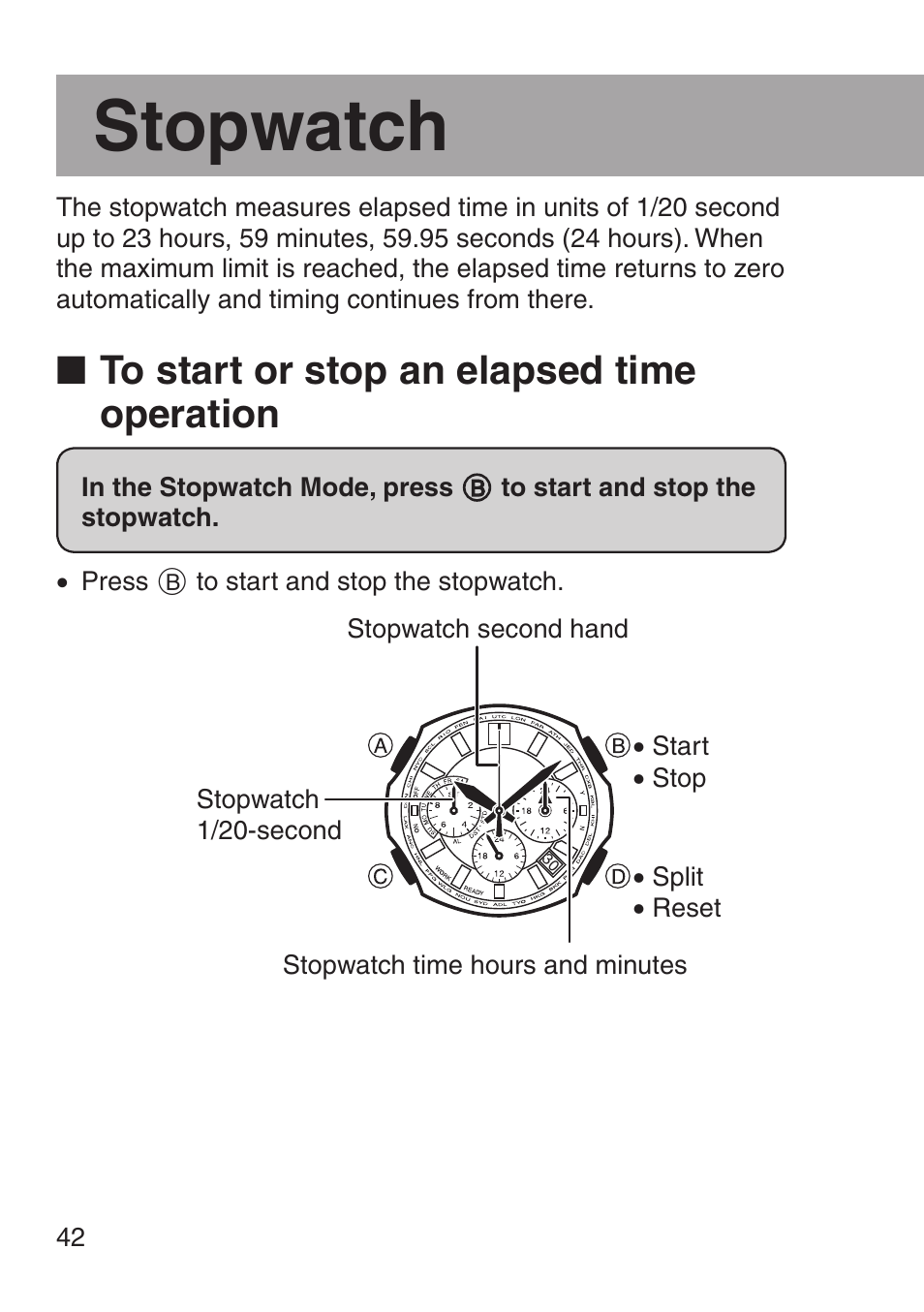 Stopwatch | G-Shock MRG-8100B-1A User Manual | Page 43 / 92