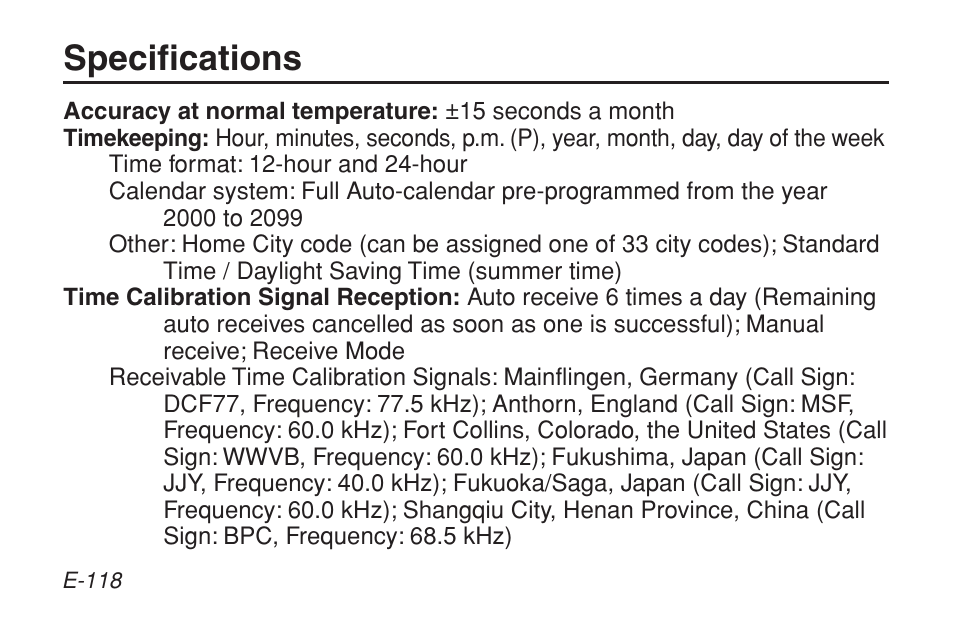 Specifications | G-Shock GW-9200BPJ-1 User Manual | Page 120 / 141