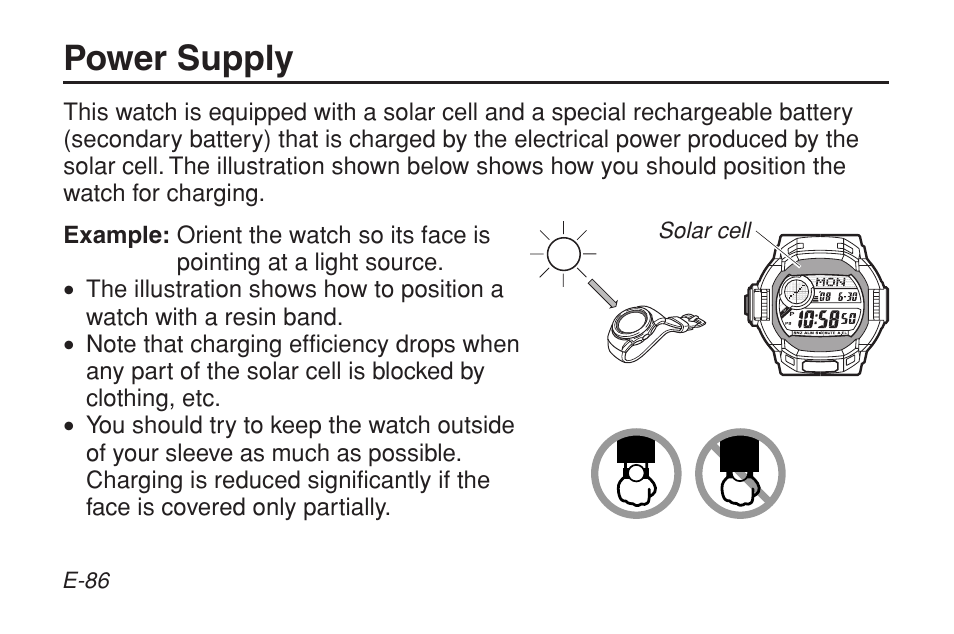 Power supply | G-Shock GW-9200BPJ-1 User Manual | Page 88 / 141