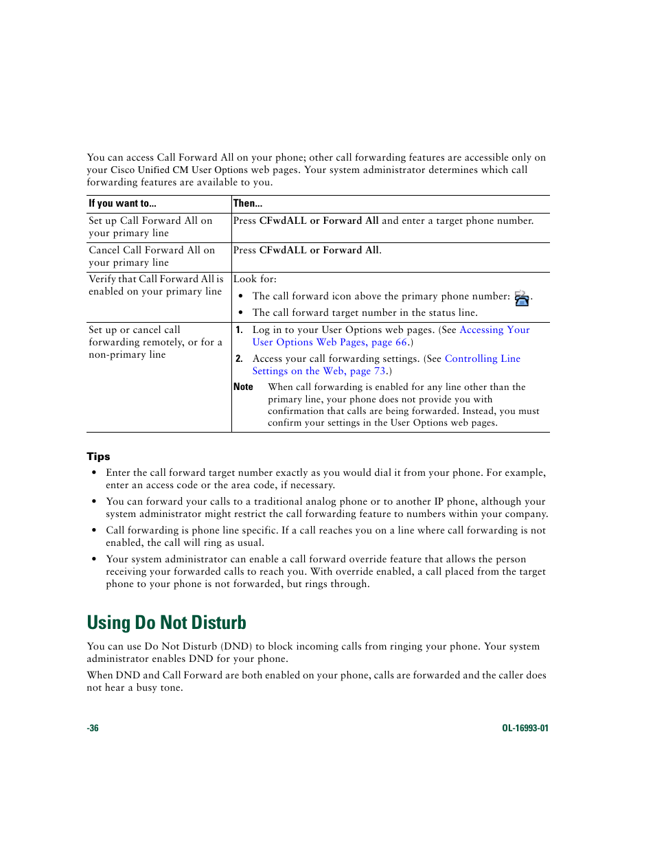 Using do not disturb | Cisco 7970 Series User Manual | Page 36 / 92