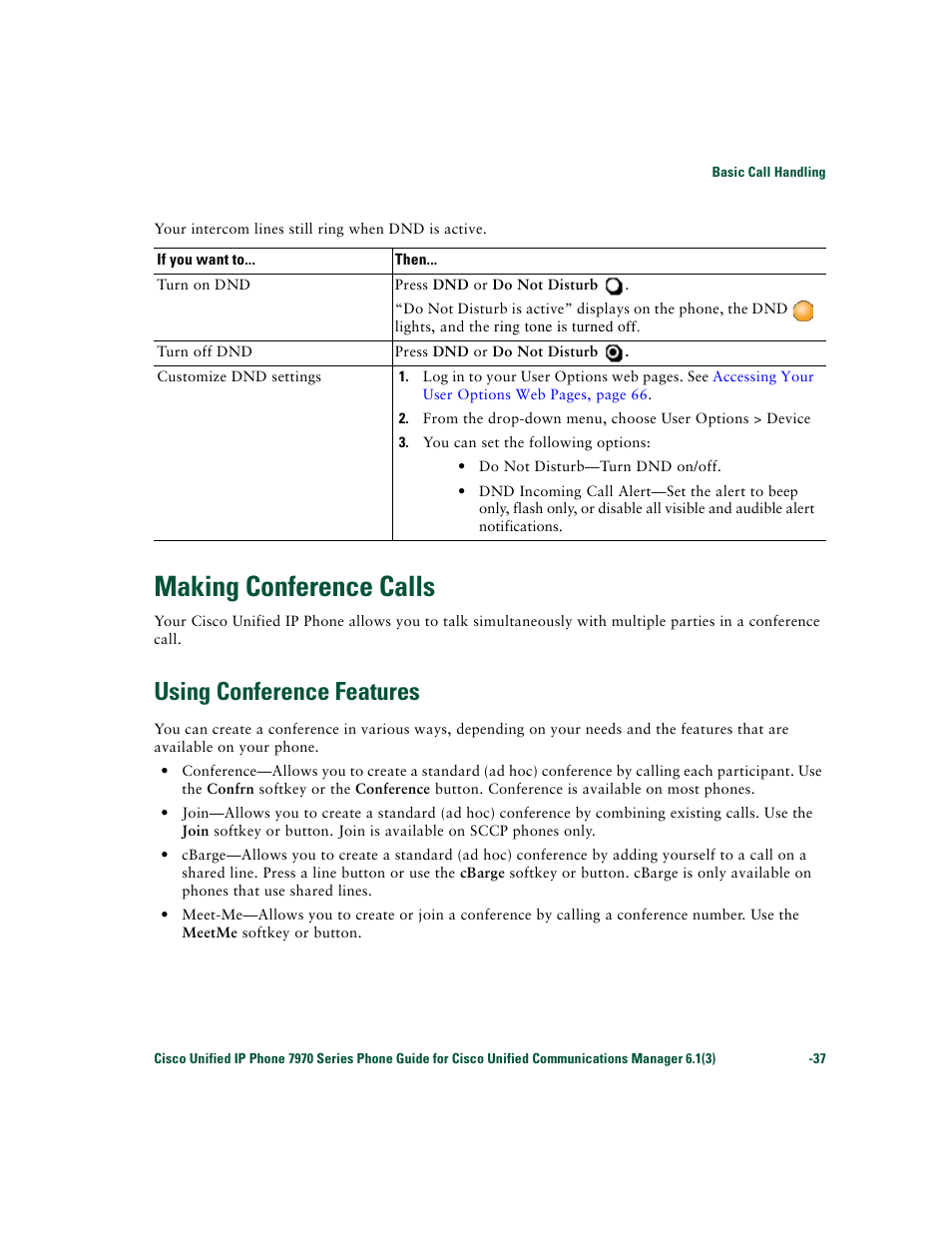 Making conference calls, Using conference features | Cisco 7970 Series User Manual | Page 37 / 92