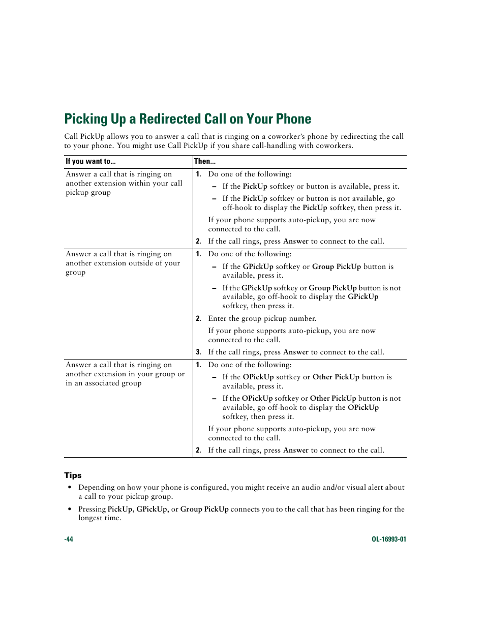 Picking up a redirected call on your phone | Cisco 7970 Series User Manual | Page 44 / 92