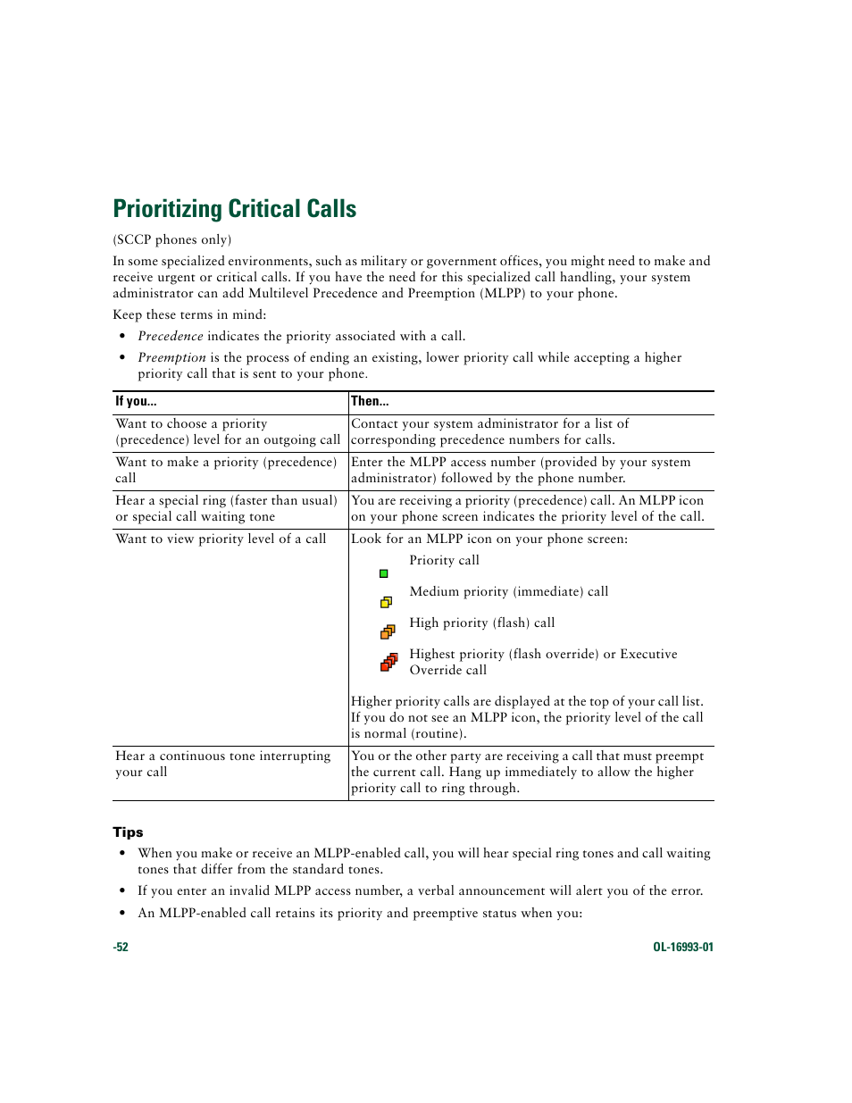 Prioritizing critical calls | Cisco 7970 Series User Manual | Page 52 / 92