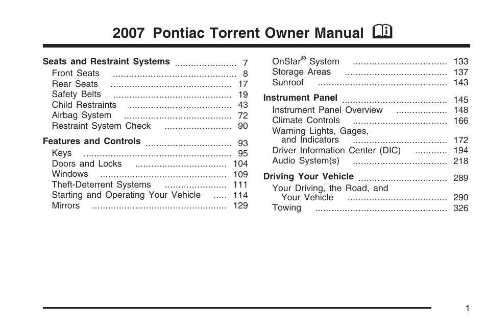 Pontiac 2007 Torrent User Manual | 490 pages