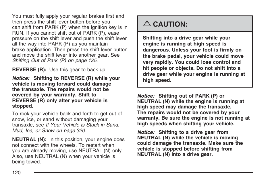 Caution | Pontiac 2007 Torrent User Manual | Page 120 / 490