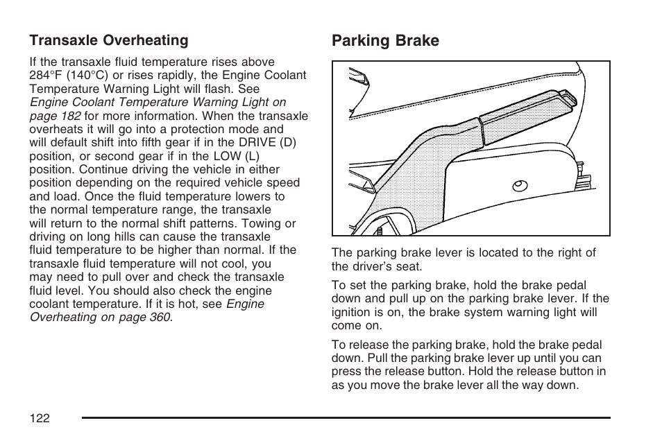 Parking brake | Pontiac 2007 Torrent User Manual | Page 122 / 490