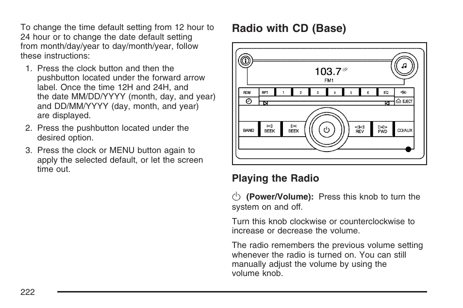Radio with cd (base) | Pontiac 2007 Torrent User Manual | Page 222 / 490