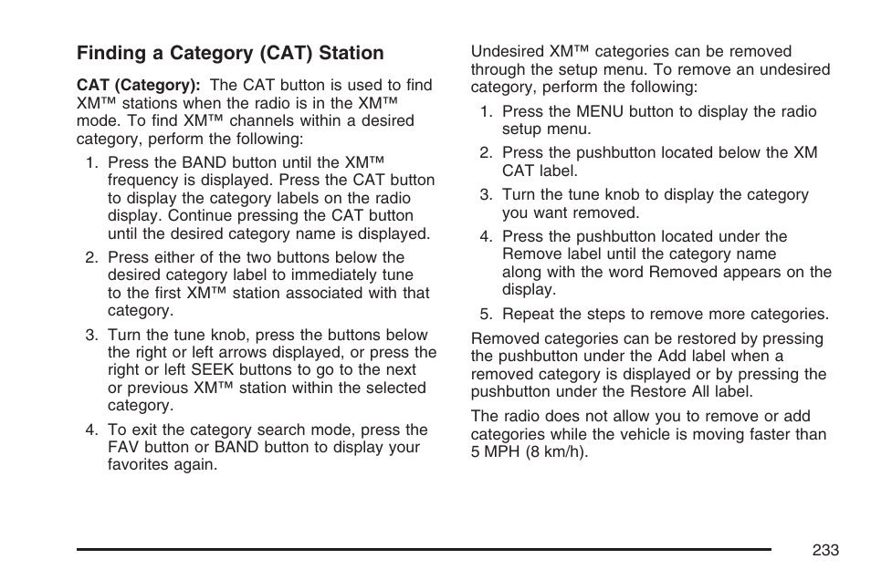 Finding a category (cat) station | Pontiac 2007 Torrent User Manual | Page 233 / 490