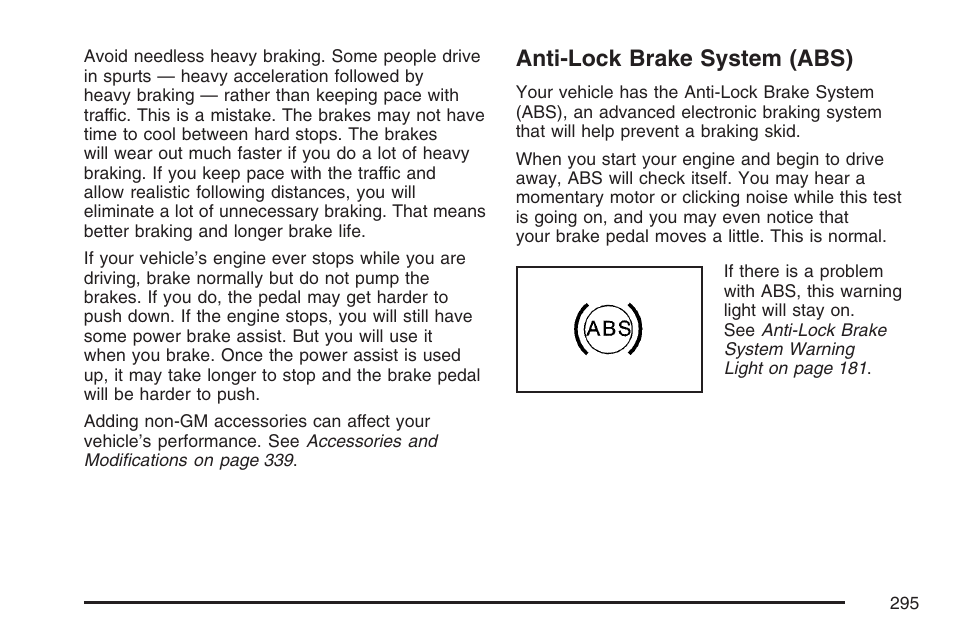 Anti-lock brake system (abs) | Pontiac 2007 Torrent User Manual | Page 295 / 490