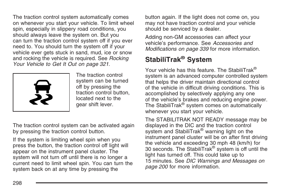 Stabilitrak® system, Stabilitrak, System | Pontiac 2007 Torrent User Manual | Page 298 / 490