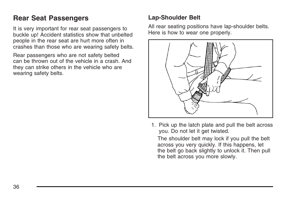Rear seat passengers | Pontiac 2007 Torrent User Manual | Page 36 / 490