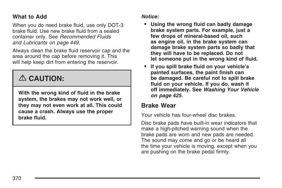 Caution | Pontiac 2007 Torrent User Manual | Page 370 / 490