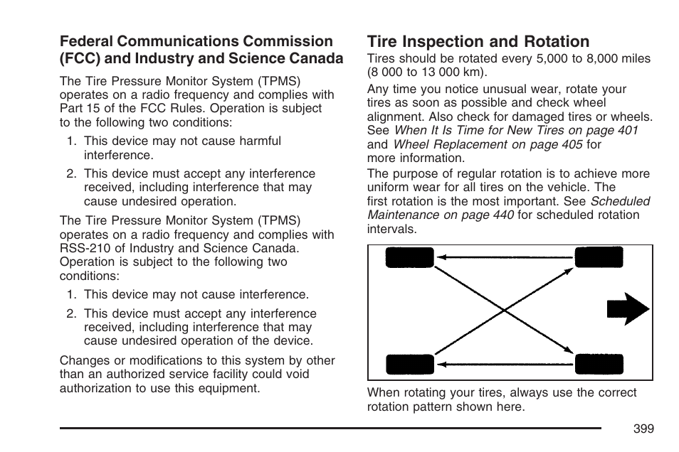Tire inspection and rotation | Pontiac 2007 Torrent User Manual | Page 399 / 490