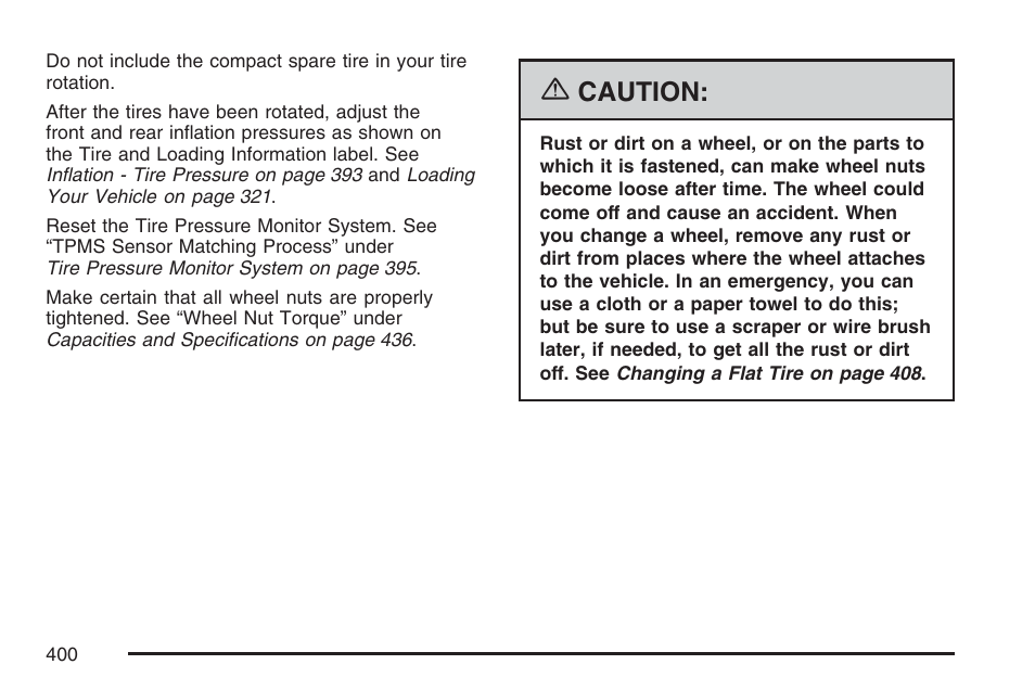 Caution | Pontiac 2007 Torrent User Manual | Page 400 / 490
