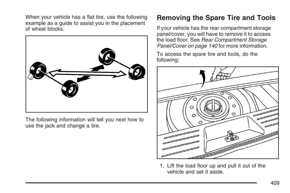 Removing the spare tire and tools | Pontiac 2007 Torrent User Manual | Page 409 / 490