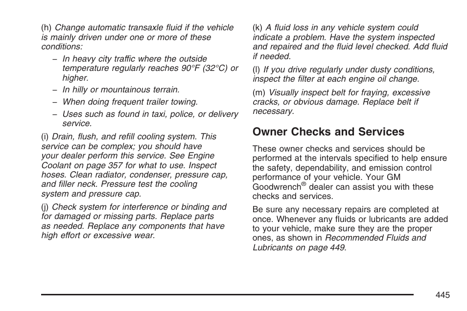 Owner checks and services | Pontiac 2007 Torrent User Manual | Page 445 / 490