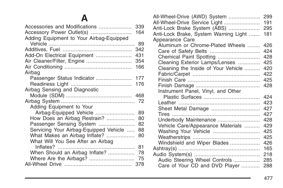 Index | Pontiac 2007 Torrent User Manual | Page 477 / 490