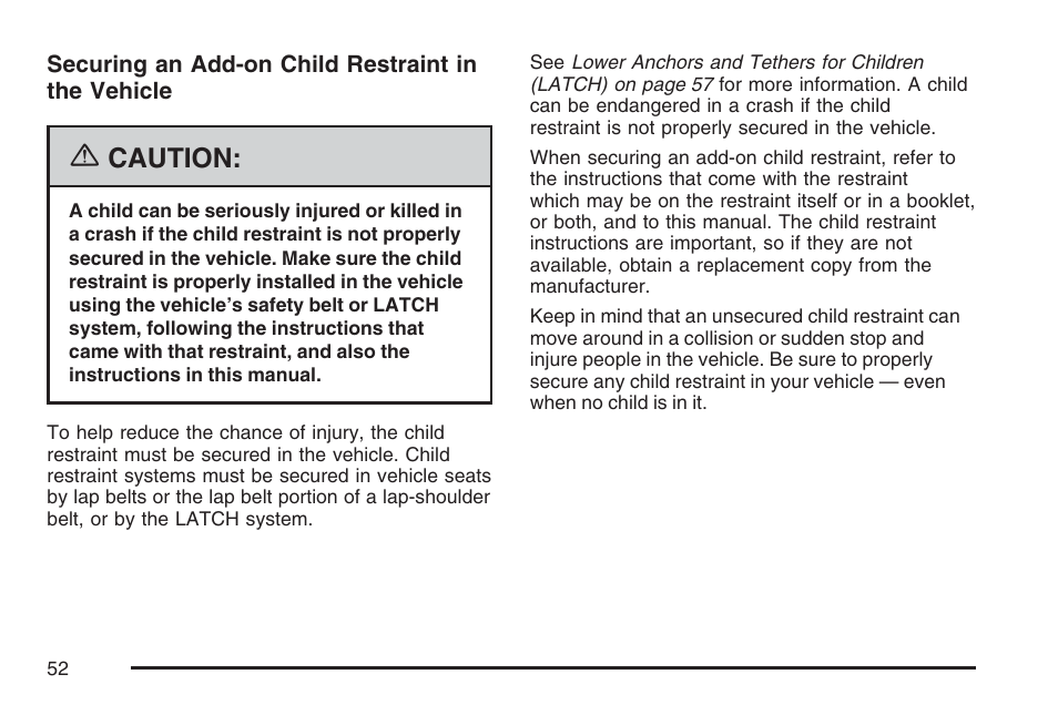 Caution | Pontiac 2007 Torrent User Manual | Page 52 / 490