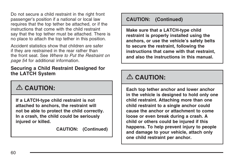 Caution | Pontiac 2007 Torrent User Manual | Page 60 / 490