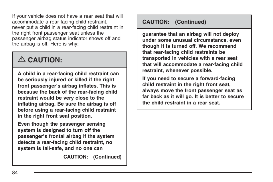 Caution | Pontiac 2007 Torrent User Manual | Page 84 / 490