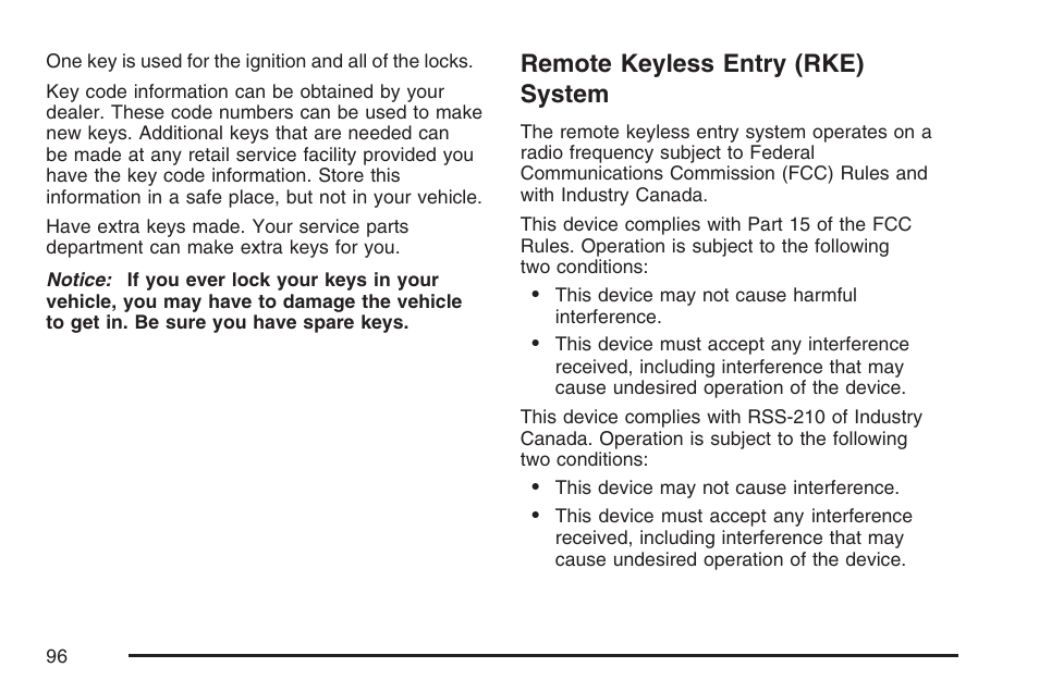 Remote keyless entry (rke) system | Pontiac 2007 Torrent User Manual | Page 96 / 490