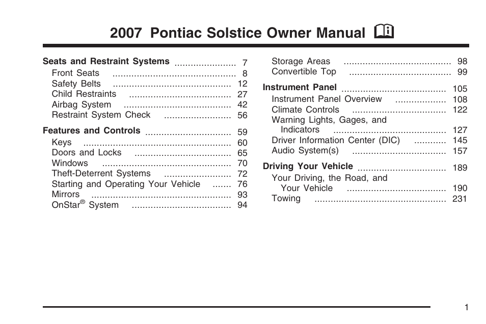 Pontiac 2007 Solstice User Manual | 396 pages