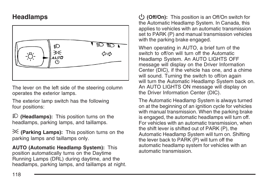 Headlamps | Pontiac 2007 Solstice User Manual | Page 118 / 396