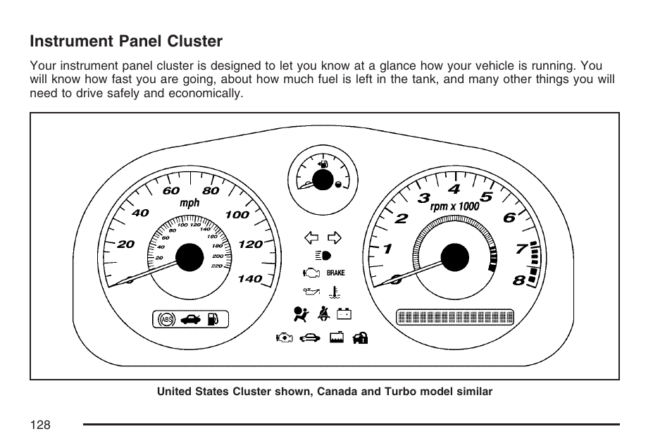 Instrument panel cluster, Instrument, Panel cluster | Pontiac 2007 Solstice User Manual | Page 128 / 396